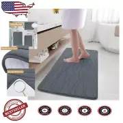 Ultra Soft Memory Foam Bath Mat 44x24 - Dark Grey Non-Slip and Machine Washable
