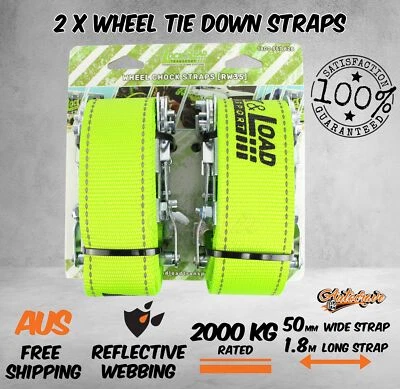 Wheel Tie Down Straps Lashing 2000kg E Track Kit 1.8m 50mm Car Trailer ATV Ute