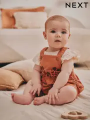 Rust Brown Short Sleeve Baby Bodysuit and Dungarees Set (0mths-2yrs) (AU4728) | $44 - $48