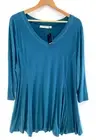 AVENUE Tunic Cape Cod Slub Teal Knit Top Size 2X NWT