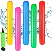 5pcs Inflatable Pool Floats, Colorful Inflatable Pool Noodles Stick, Multipurpose Swimming Noodles with Pump, Swimming Aids for Outdoor Parties Beach Vacations Tanning