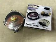 Coffee Java Cappuccino Coasters W/ Holder Tray Set Of 4