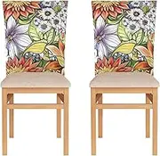 ZRYSMY 2 Pcs Chair Back Covers Abstract Colorful Florals Dining Chair Slipcovers Washable Back Chair Protectors Covers for Kitchen Home Decor 19.7 x 23.6 Inch