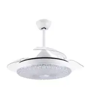 Bella Depot 36 in. LED White Retractable Ceiling Fan/Light Kit/Remote Control