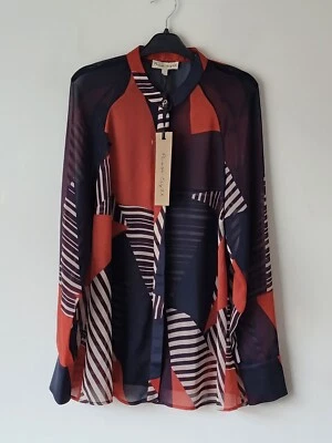 PHASE EIGHT Clarice Blouse Semi Sheer Button-Down ~ Size Uk 8 BNWT £69.