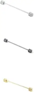 [Generic] 3PCS Men's Copper Barbell Collar Pins Shirts Tie Pins Collar Stays Brooch