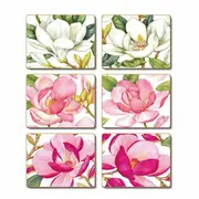 Country Kitchen Magnolia Garden Cinnamon Cork Backed Drink Coasters Set 6