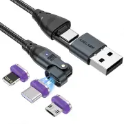 USLION US0204 5A 240W USB/Type-C to iP/Micro/Type-C Magnetic Data Cable PD3.1/3.0/2.0 Fast Charging Data Transmission Co