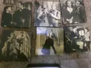 VINTAGE SET 6 DRINK COASTERS MOVIE CLASSICS - GARLAND BOUGART GABEL ASTAIRE