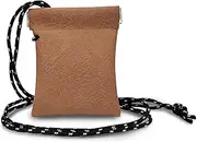[AfitLulu] Hanging Neck Headphone Bag PU Leather Data Cable Storage Bag and Snap Spring Closure Mini Coin Purse Pouch Suitable for Storing Headphones, Coin, Keys, Jewelry