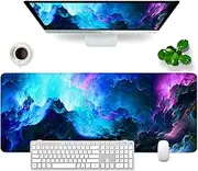 Large Gaming Mouse Pad XL Desk Pad 31.5x11.8x0.12 inch Keyboard Pad (Iridescent Cloud)