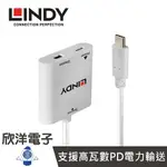 ※ 欣洋電子 ※ LINDY林帝 主動式 USB3.1 TYPE-C 轉 MINI DISPLAYPORT 轉接器(43246) 帶PD功能/熱插拔/免驅動