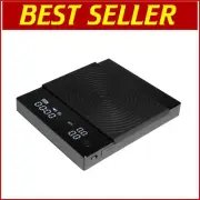Precision Coffee Scale with Water Flow Rate & Timer, Black Handheld Design