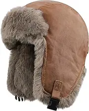 [Clakllie] Men's Aviator Hat Trapper Hat Windproof Warm Faux Fur Aviator Hat Winter Hat with Ear Flaps Bomber Hat Russian Hat with Ear Flaps for Snowboarding Skating Cycling