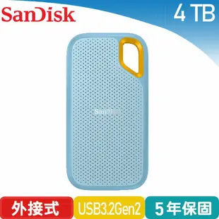 【最高22%回饋 5000點】 SanDisk E61 4TB 行動固態硬碟 (天藍)