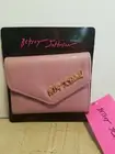 Betsey Johnson TriFold Wallet Card Case Pebbled Pink Mauve Gold Logo