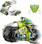 2.4Ghz RC Motorcycle Remote Control Stunt Drift Bike Racing Vehicle - 1/10 R/C High Speed Cyclone Motorbike and Riding Figure with 360° Spinning Wheels Action (Green)