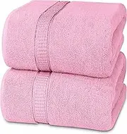 Utopia Towels - Luxurious Jumbo Bath Sheet 2 Piece - 600 GSM 100% Ring Spun Cotton Highly Absorbent and Quick Dry Extra Large Bath Towel - Super Soft Hotel Quality Towel (35 x 70 Inches, Pink)