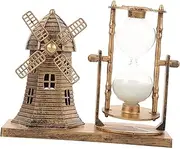 LED Clock Vintage Lighthouse Hourglass Gold Powder Hourglass Decor Plastic Glass