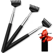 (3-Pack) Black Telescopic Back Scratcher, Portable Extendable Stainless Steel...