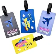 [Linyongc] Silicone Funny Travel Suitcase Labels, 4Pcs Funny Silicone Luggage Tag Suitcase Tag,Cute Funny Luggage Tag,Funny Luggage Tags Silicone Travel Luggage Identification Labels ID Tag Silicone Luggage Tag
