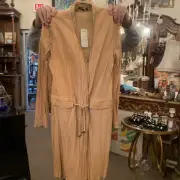 Roberto Cavalli New With Tags Camel Brown Soft Leather Duster Coat Size XL