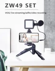LED Video Light Mic Tripod Kit Bluetooth Remote for Phone Camera Video Vlogging