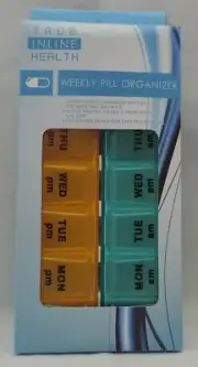ONE AM/PM Weekly Pill Box Case Organizer Medicine Vitamins 7 Day Holder Travel