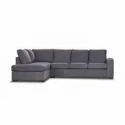 Christo Corner L shaped 3-Seat Sofa with LHF Chaise Lounge Couch Upholstered Cover -Dark Grey