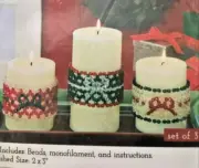 Sunrise HOLIDAY CANDLE WRAPS Beaded Kit - Christmas ~ makes 3 ~ opened package