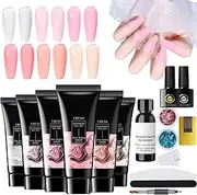 Fizepgo Nail Glue Gel,Building Gel Base Coat Glue Set - Fingernail Polish Base Long Lasting Tips Art Crafting Tools for Enthusiasts Adults Beginners