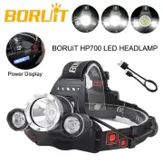 BORUiT LED Headlamp Head Torch Lamp USB Rechargeable Light Headlight Camping