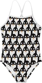 [KiuLoam] Penguins Group Girls One-Piece Swimsuit Quick Dry Beach Swim Bathing Suit for 3-4 Years Little Girls