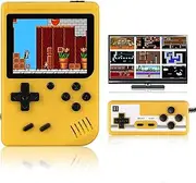 QYINXIU Handheld Game Console, Portable Retro Game Player with 400 Classical FC Games, Two Players 1020mAh Rechargeable Battery Gift for Kids and Adult