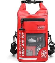 THRIAID 250 PCS Waterproof First Aid Kit, Roll Top Reflective Boat Dry Bag Bug Out Bag, Emergency Medical Kit Ideal for Boating, Camping, Fishing, Kayaking, Floating, Red