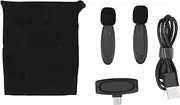 Wireless Twin Lavalier Microphones 2.4G Lapel Mic Noise Reduction 20M Transmission for Video Recording