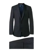 SINGLE-BREASTED VIRGIN WOOL TWO PIECE SUIT IT48 dark blue