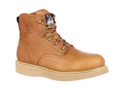 Georgia Boot Wedge Mens Work Boot, Choose Size. Barracuda Gold.