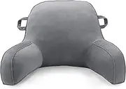 ele ELEOPTION Reading Pillow Velvet Feel Back Pillow for Bed Sitting up Bed Rest Pillow with Arms Backrest Pillows Small Size Gray