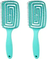 Trifecta Detangling Massage Brushes Curved Vented Styling Hair Brush Knots Detangled Barber Hairdressing Styling Tools Fast Drying Blow Dryer Brush Wet/Dry Anti-Static (green - 2)