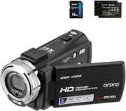 Camcorders ORDRO HDV-V12 HD 1080P Video Camera Recorder Infrared Night Vision Camera Camcorders with 16G Card and 2 Batteries