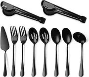 Erised's Bifrost 10 Pieces Cutlery Serving Set,Stainless Steel Flatware,Buffet Salad Serving Spoons Fork,Butter Knife/Spreader,Cake Slice Cutter,Serrated Edge,Mirror Polish,Dishwasher Safe