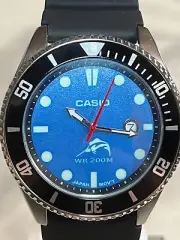Watch Casio Duro MDV-106- MOD Blue Dial Luminous Green 200 Meter WR Date