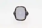 .925 Sterling Silver / Blue Sapphire / Blue Chalcedony Ring .