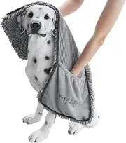 Furfox Absorbent Dog Towel, Microfiber Quick Drying Towel Machine Washable with Hand Pockets Pet Towel for Medium Large Dog 35 x 15''