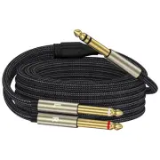 10FT - 1/4 inch TRS Stereo Y-Splitter Insert Cable, 1/4 Inch Male Jack to Dual