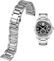 [EMAIGlPLO] 23mm Stainless Steel Watchbands Fit For Cartier Calibre W7100015 W7100041 W7100037 Metal Watch Bracelets Men Women Strap