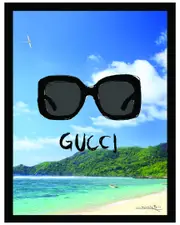 Gucci Glasses On The Beach Framed Print Wall Art