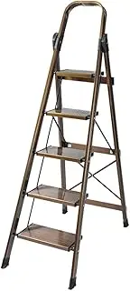 [UPWONEA] Lightweight Aluminum Ladder, Folding Indoor Ladder, Four-Step/Five-Step Ladder, Multifunctional Herringbone Ladder, Uniform Force, Wide Steps,5 steps