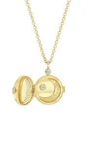 [Future Fortune] Many Moons 18K Yellow Gold Diamond Locket Necklace